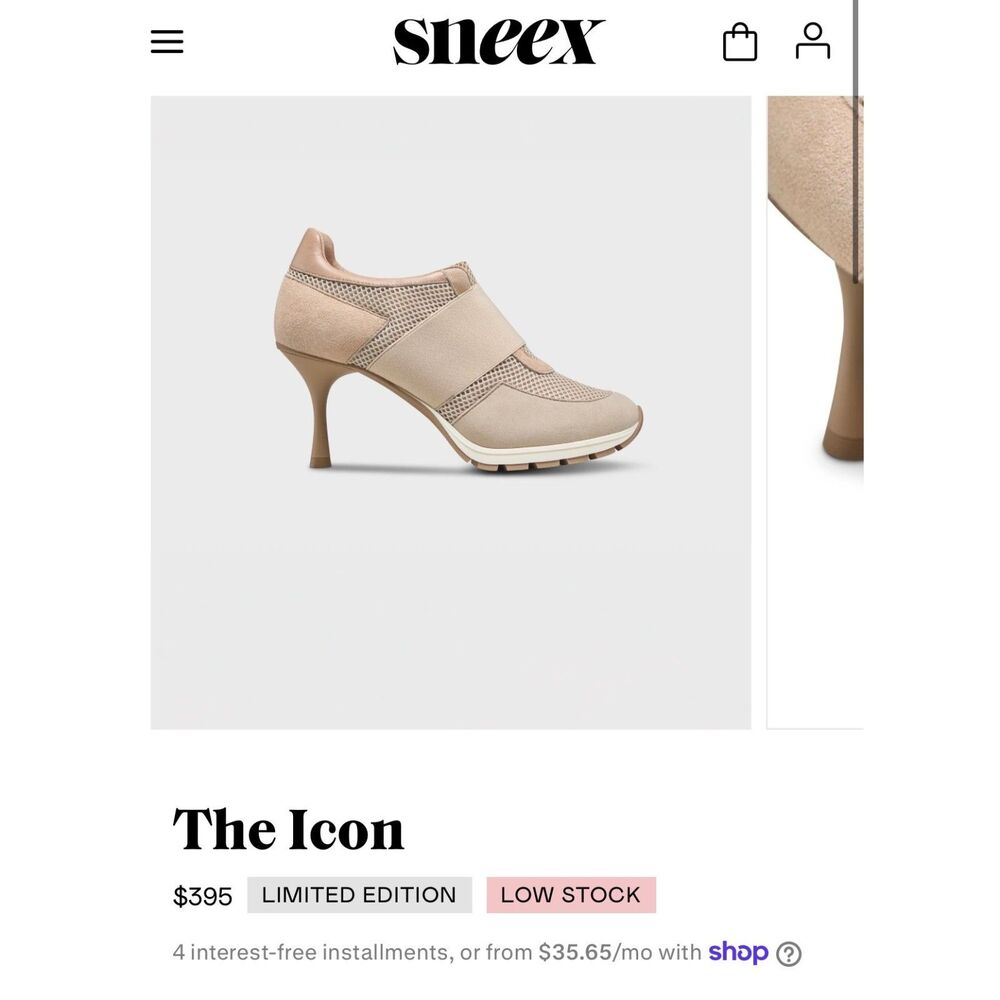 Sneex - The Icon Hy-Heel Sneaker Heels Size 8 Blush Nude Made in Spain $395